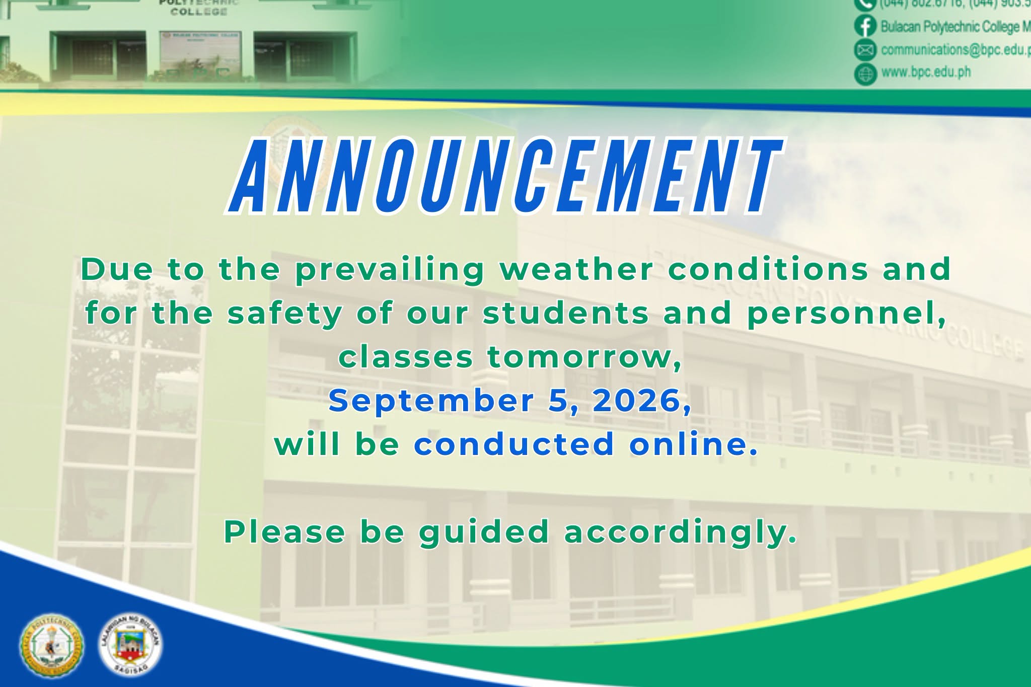 September 5, 2026│Classes will be shifted to Online Modality